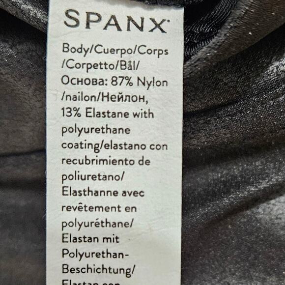 Spanx Black Leggings Faux Leather Pull On High Rise Skinny Stretch Goth Witchy M - Picture 7 of 13